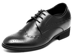 【何金昌】时尚商务男式隐形增高皮鞋新英伦内增高休闲鞋增高8CM黑色1660